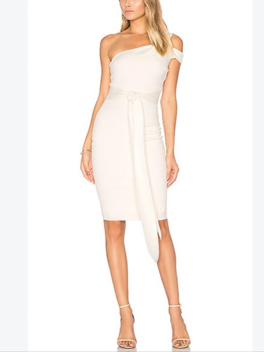 NWT Bec & Bridge Ivory Ellette  Asymmetrical Midi Dress Size 6